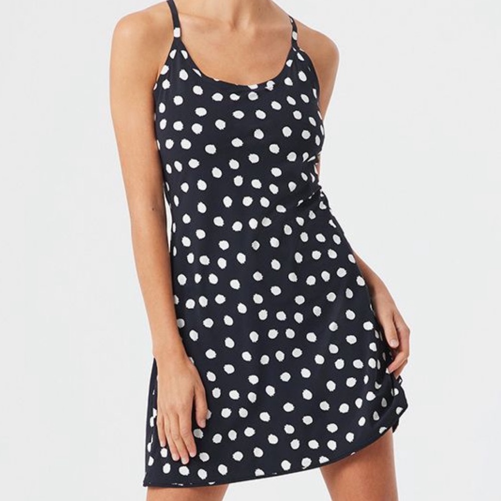 Black Polka Outdoor Voices Exercise Dress